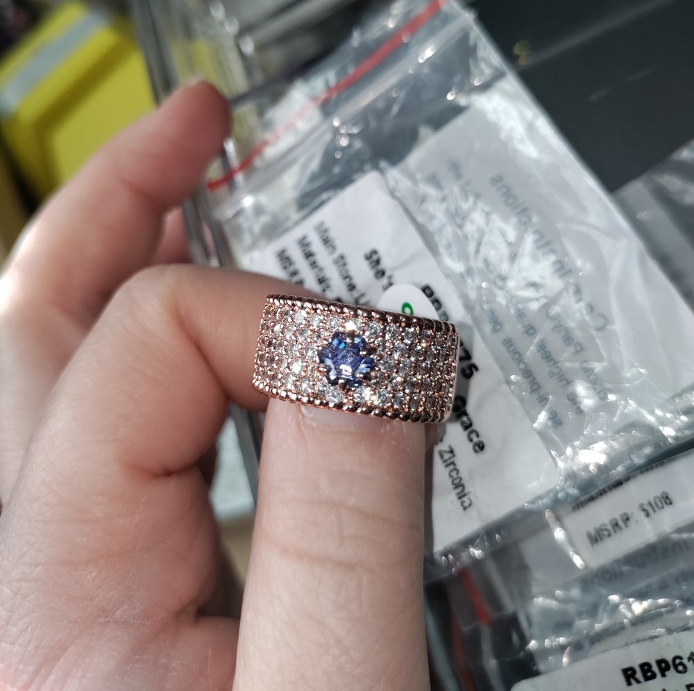 Size 8 BP Ring with Light Tanzanite and Rose Gold Plating